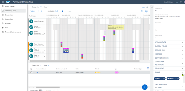 Automatische planning in SAP FSM